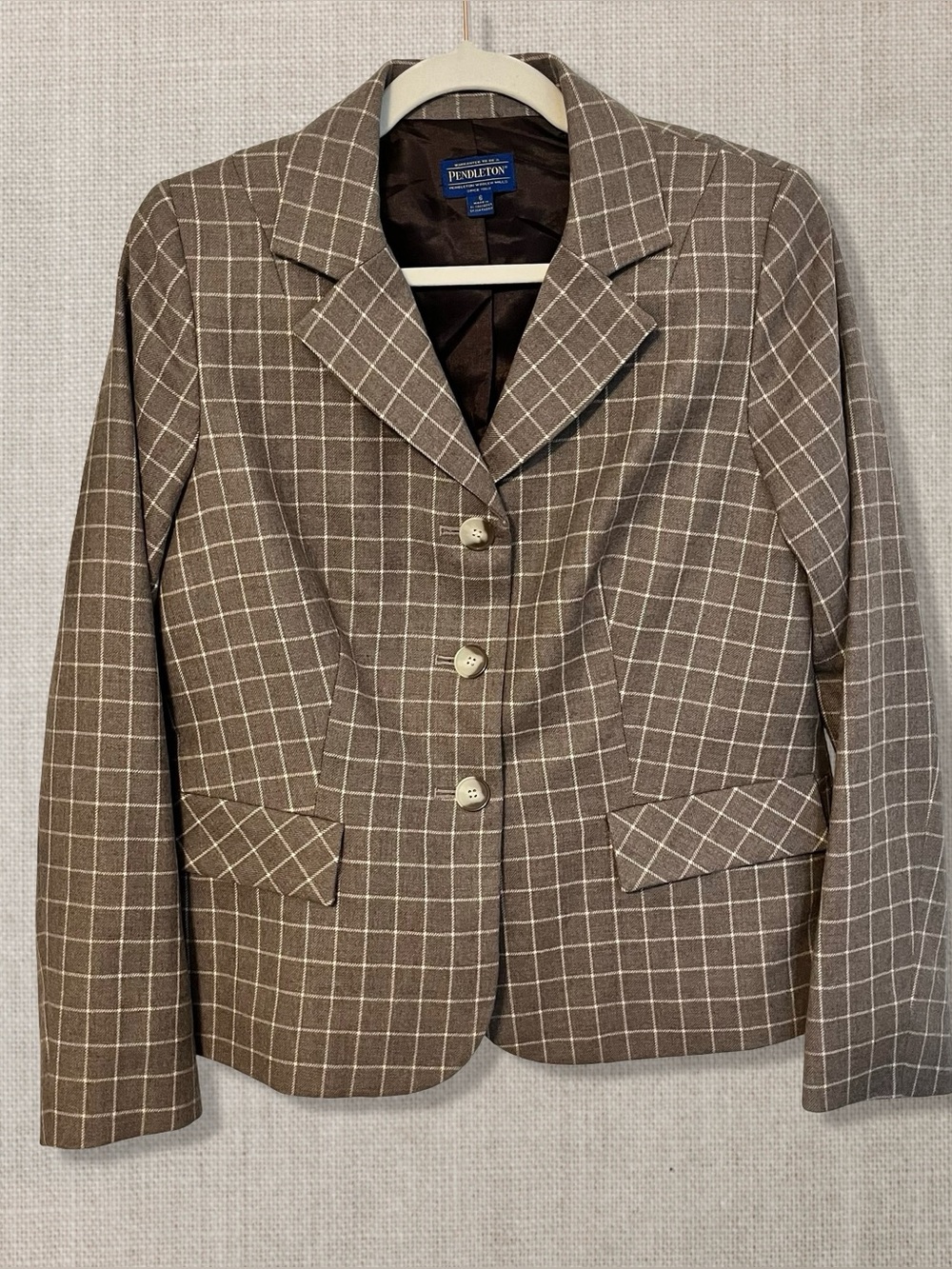 Pendleton Wool Taupe Check Blazer